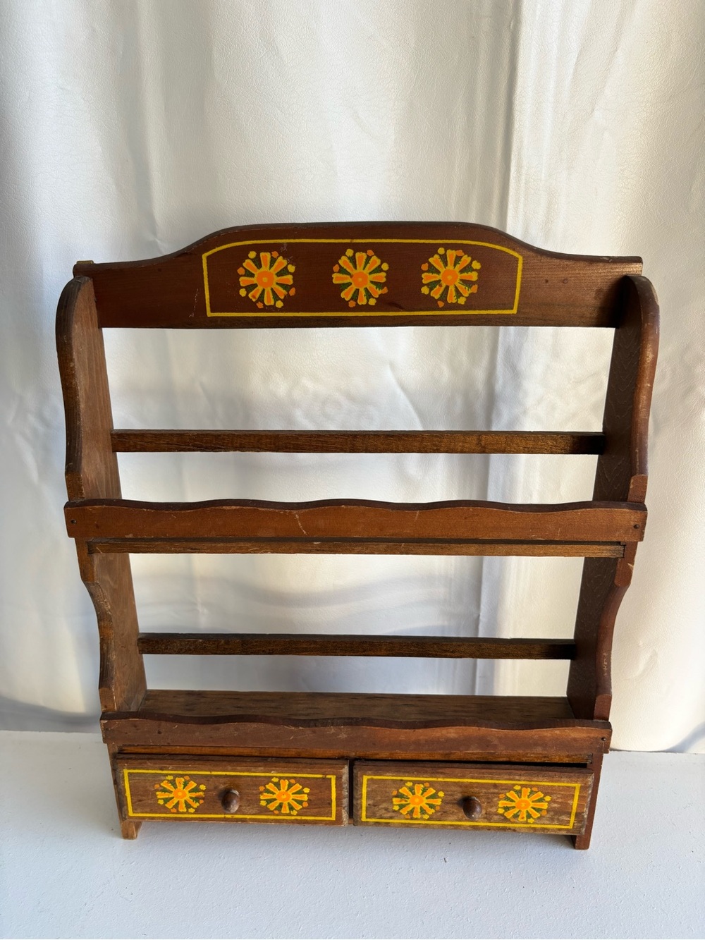 Simple vintage wooden spice rack